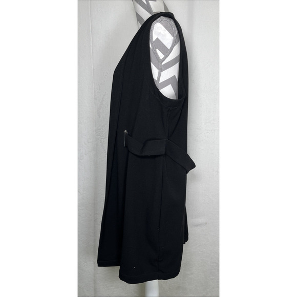 NWT Chicos Sz. 2 Crepe Vest Jacket Womens Black Longline Jacket Belted Charity - Picture 2 of 13